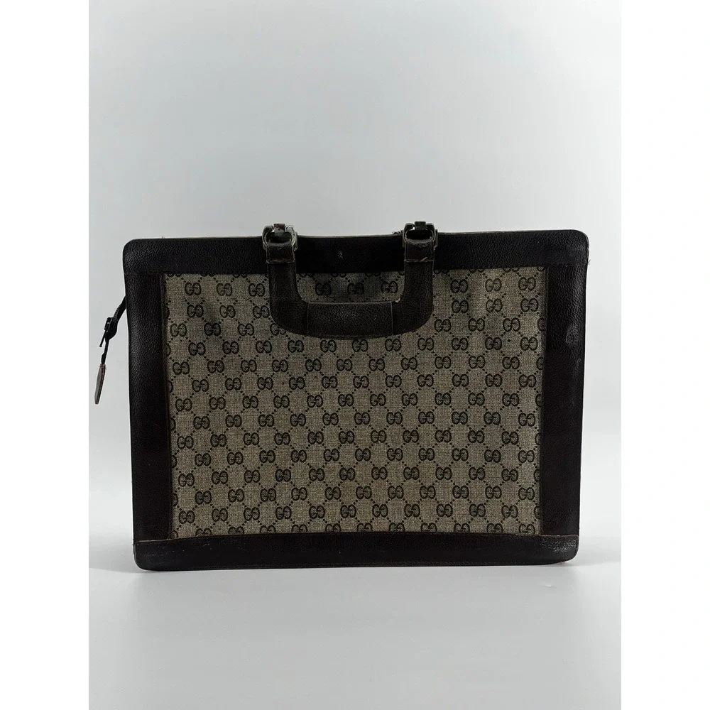 Gucci Vintage Bag Portfolio Style Pouch GG Canvas Signature Green/Red Web - Picture 2 of 16